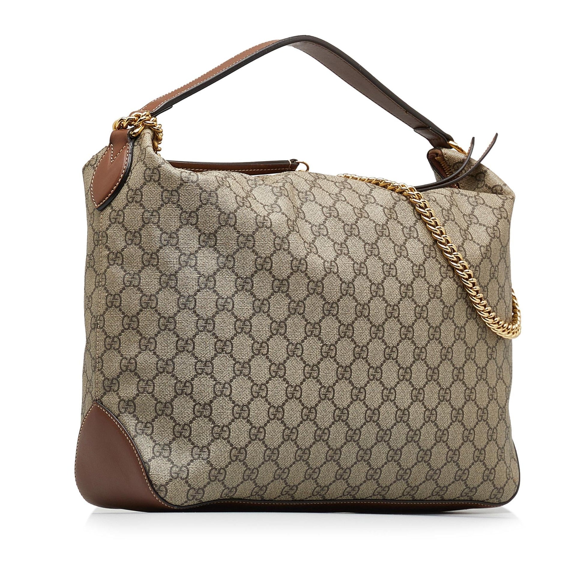 Gucci GG Supreme Linea A SHG-naOFM6 Canvas Calf Brown Large Satchel Bag