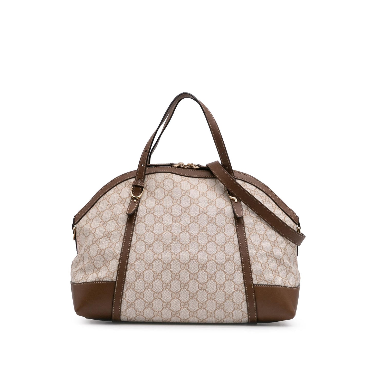 Gucci GG Supreme Nice Dome Canvas Calf Brown Large Satchel Bag