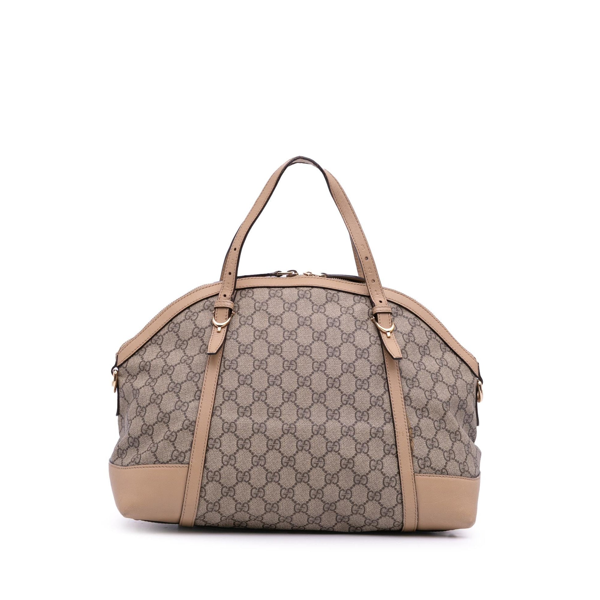 Gucci GG Supreme Nice Dome Canvas Brown Large Satchel Bag