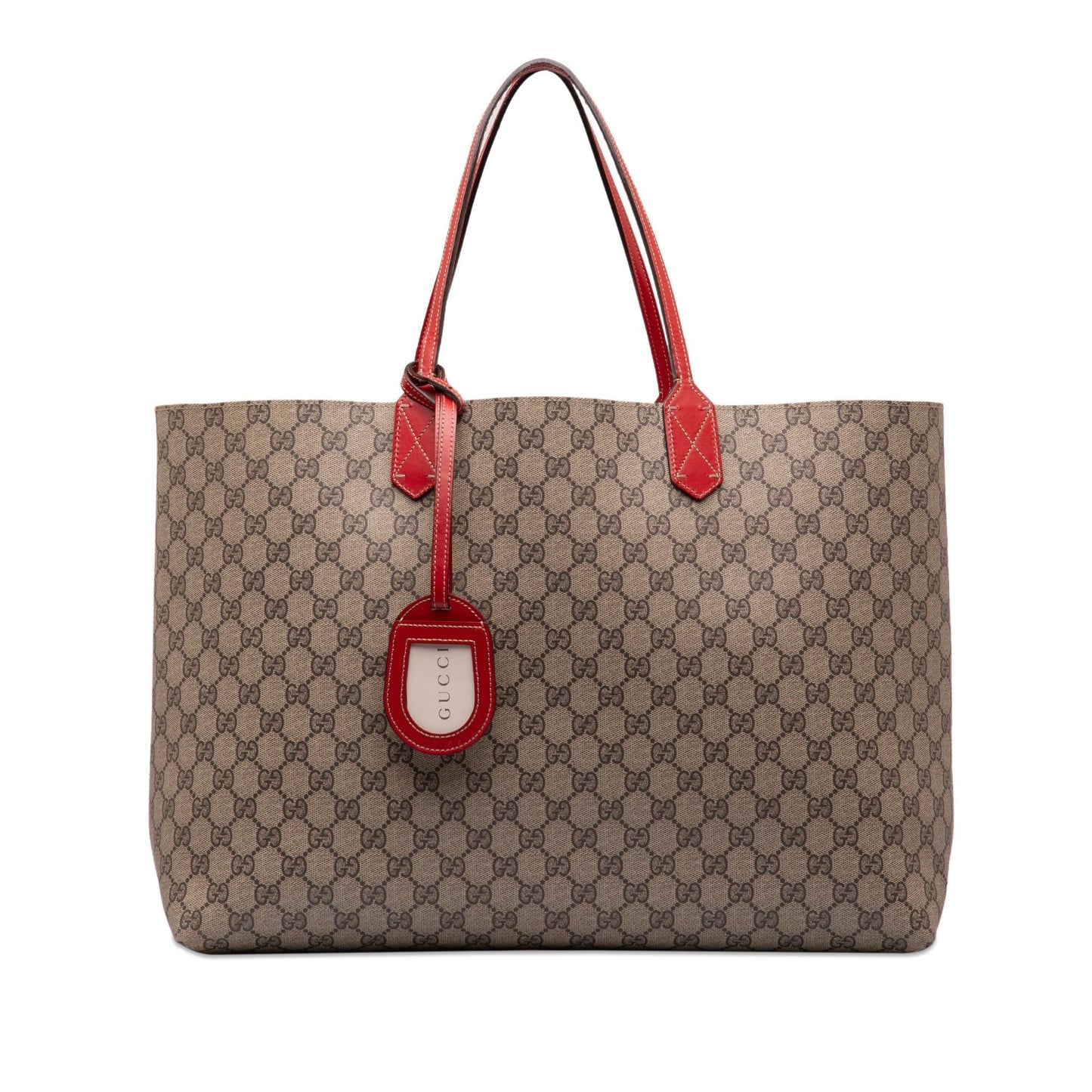 Gucci GG Supreme Reversible SHG-29EwsC Canvas Calf Brown Red Tote Bag