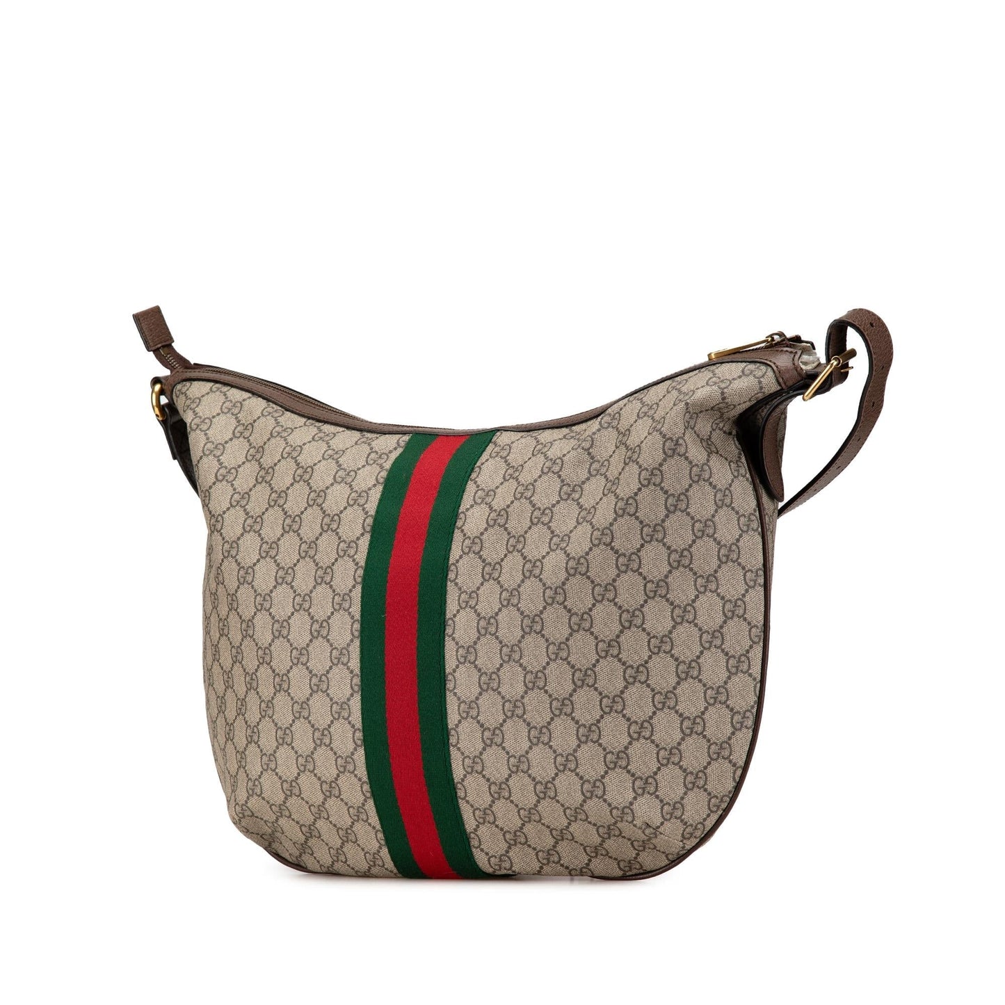 Gucci GG Supreme Web Ophidia Half Canvas Brown Large Shoulder Bag