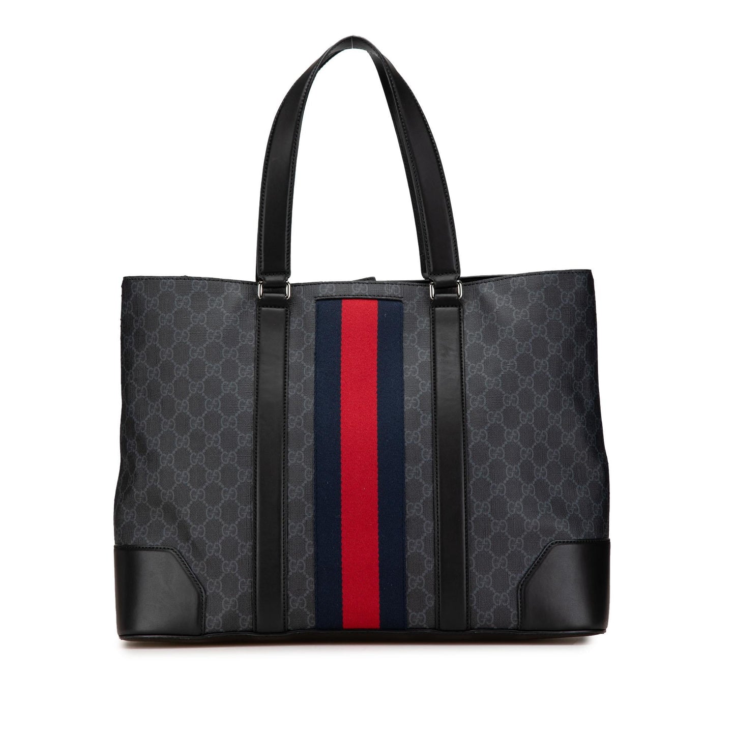 Gucci GG Supreme Web Canvas Calf Black Large Tote Bag