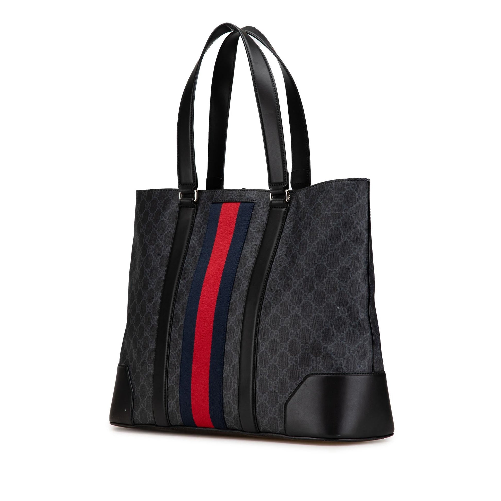 Gucci GG Supreme Web Canvas Calf Black Large Tote Bag