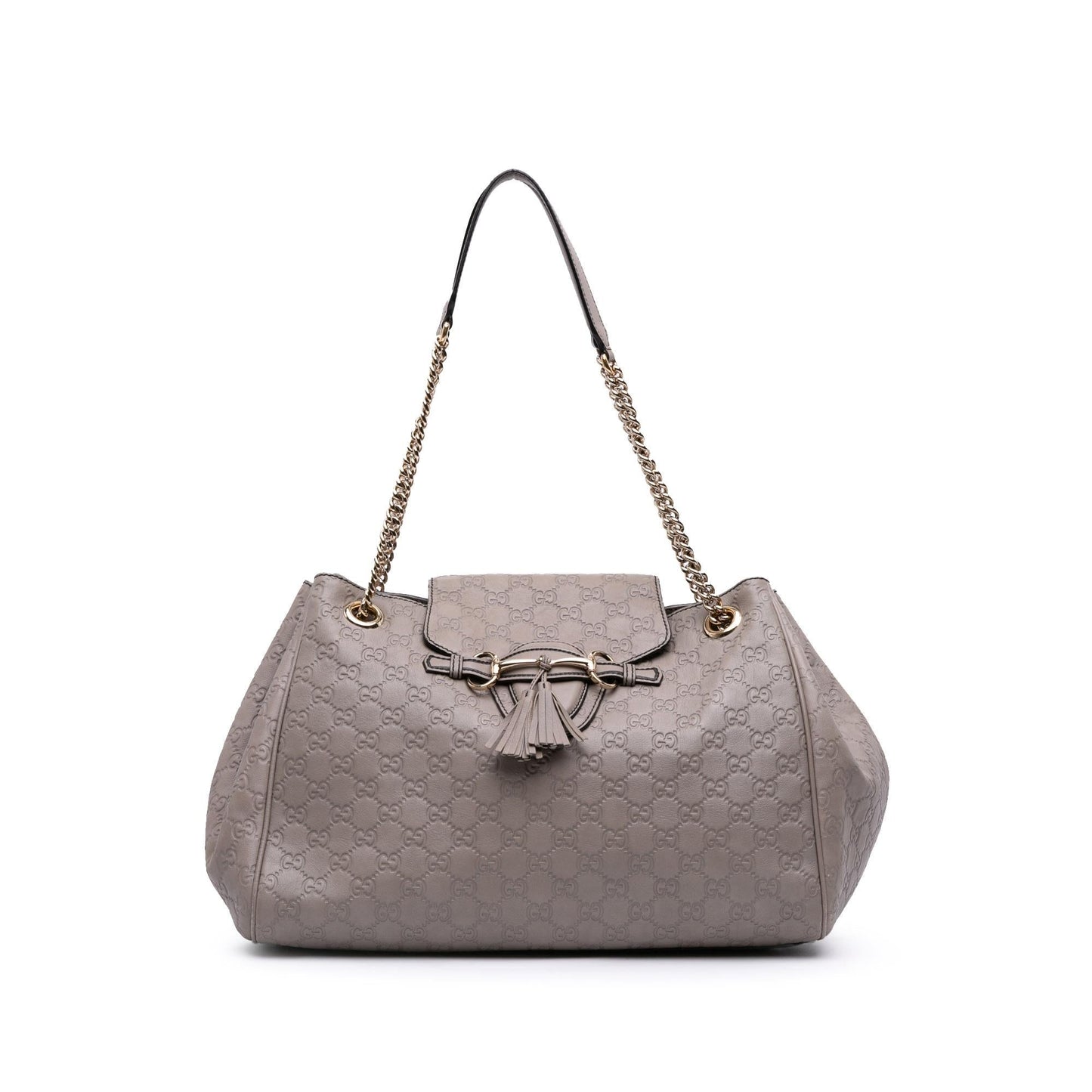 Gucci Guccissima Emily Calf Grey Large Chain Shoulder Bag