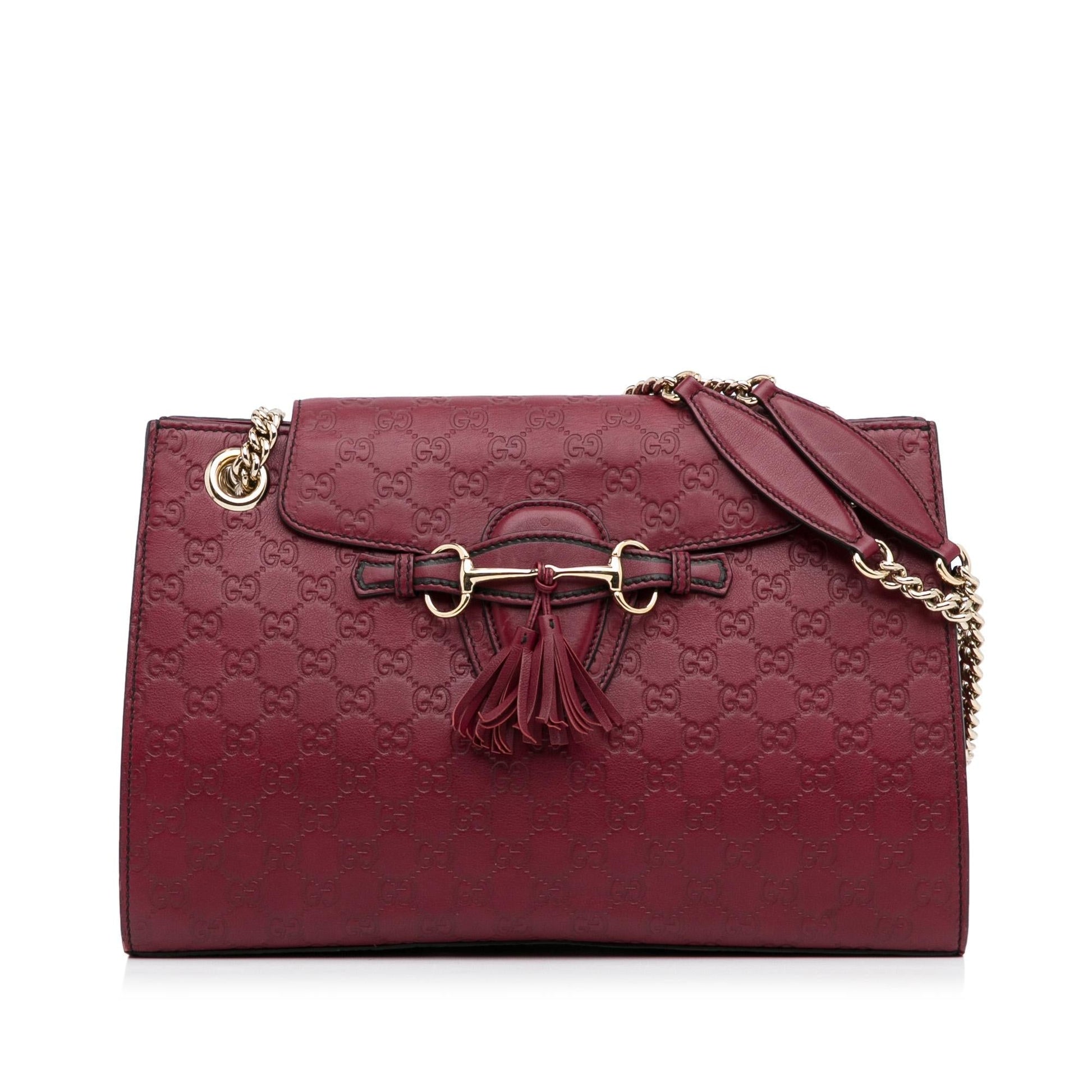 Gucci Guccissima Emily SHG-gu6unr Calf Red Large Shoulder Bag