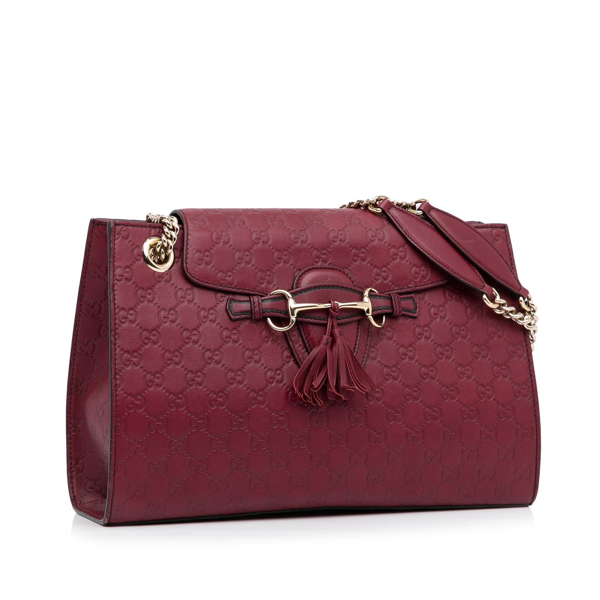 Gucci Guccissima Emily SHG-gu6unr Calf Red Large Shoulder Bag
