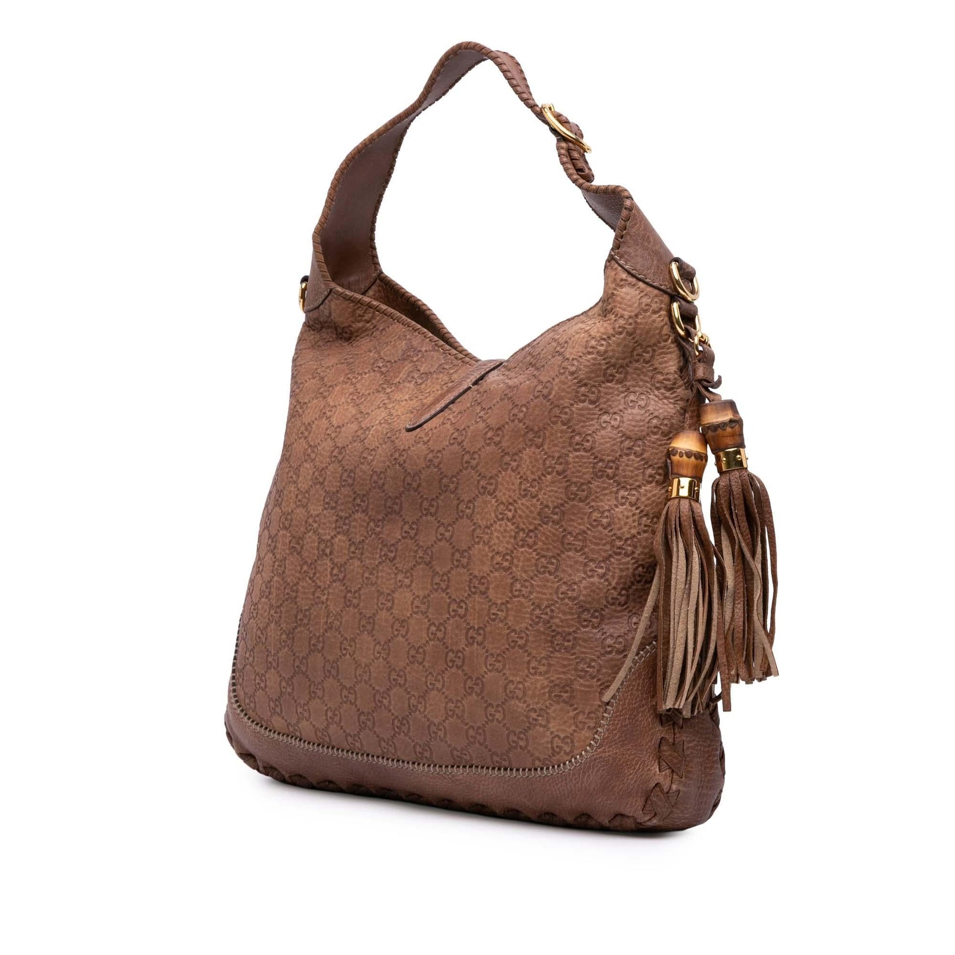 Gucci Guccissima New Jackie Calf Brown Large Satchel Bag