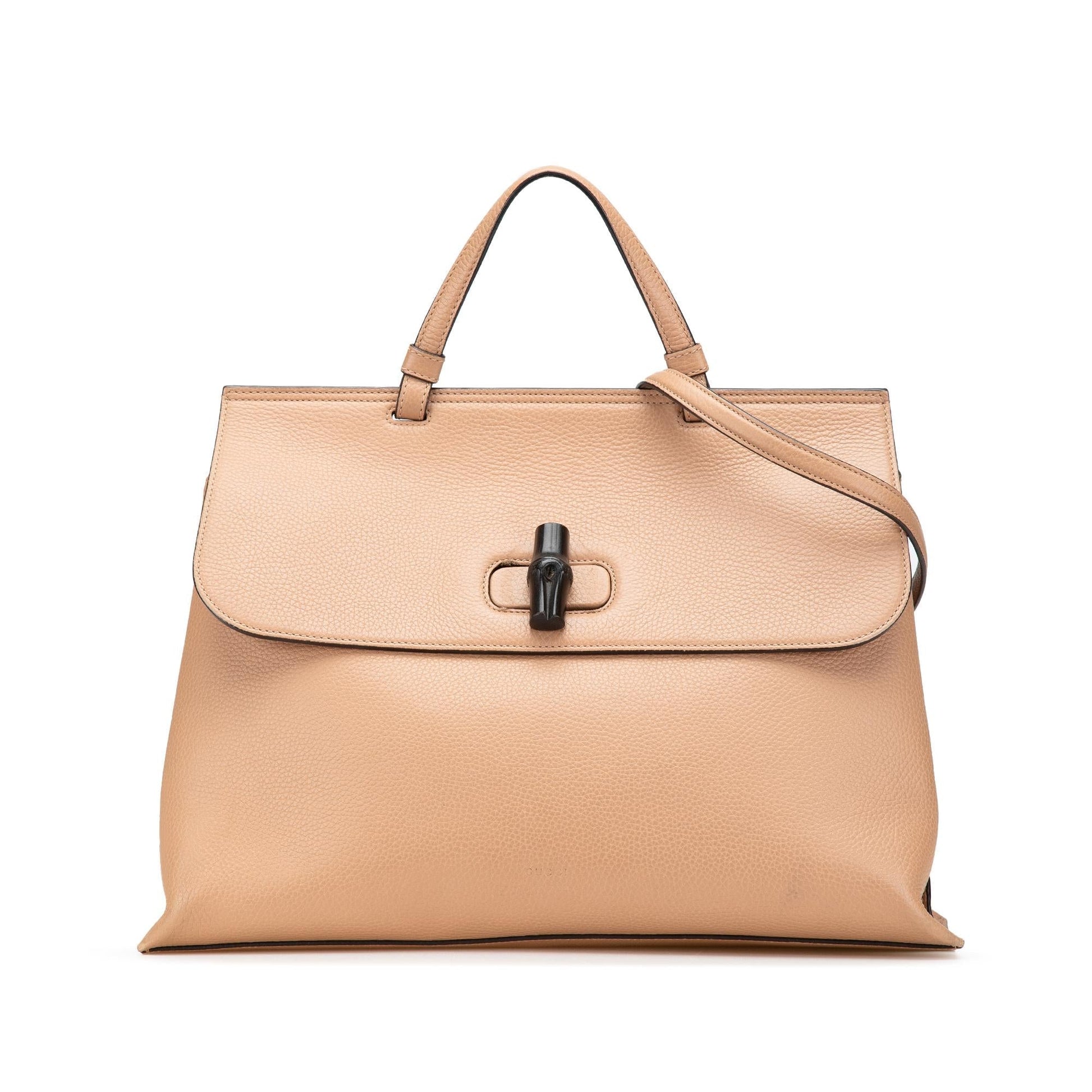 Gucci Bamboo Daily Leather Calf Brown Large Satchel Bag Daily Satchel