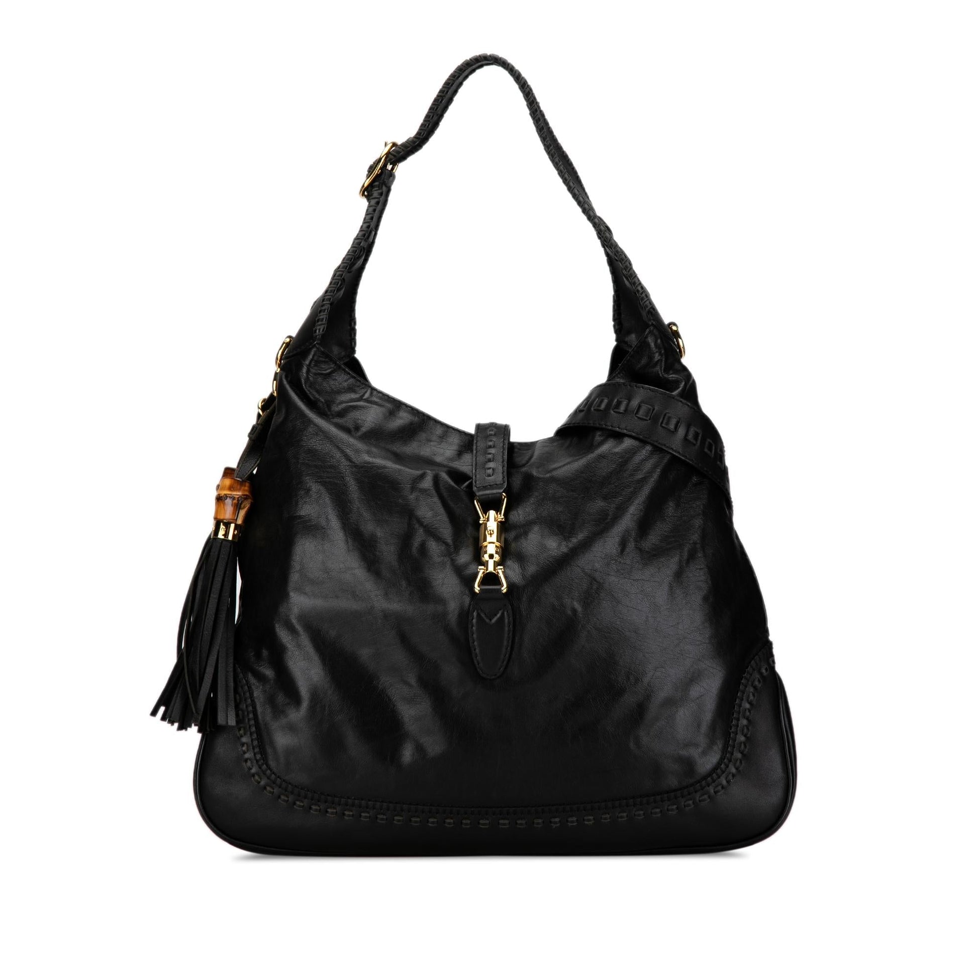 Gucci New Jackie SHG-IPKUWc Leather Calf Black Large Satchel Bag