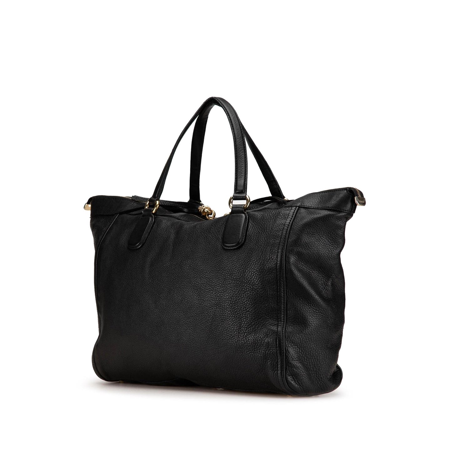Gucci Soho Zip Leather Calf Black Large Tote Bag Zip Tote