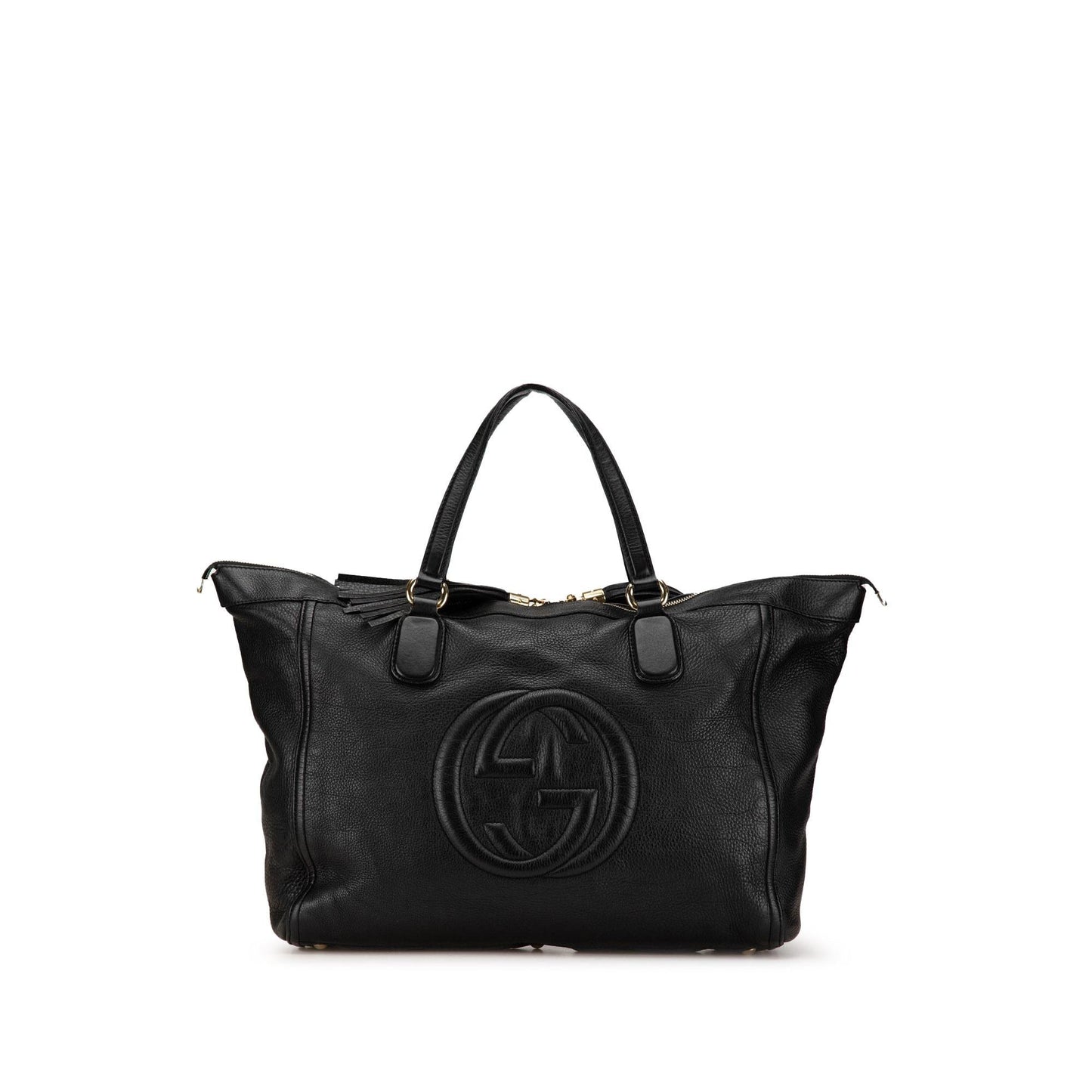 Gucci Soho Zip Leather Calf Black Large Tote Bag