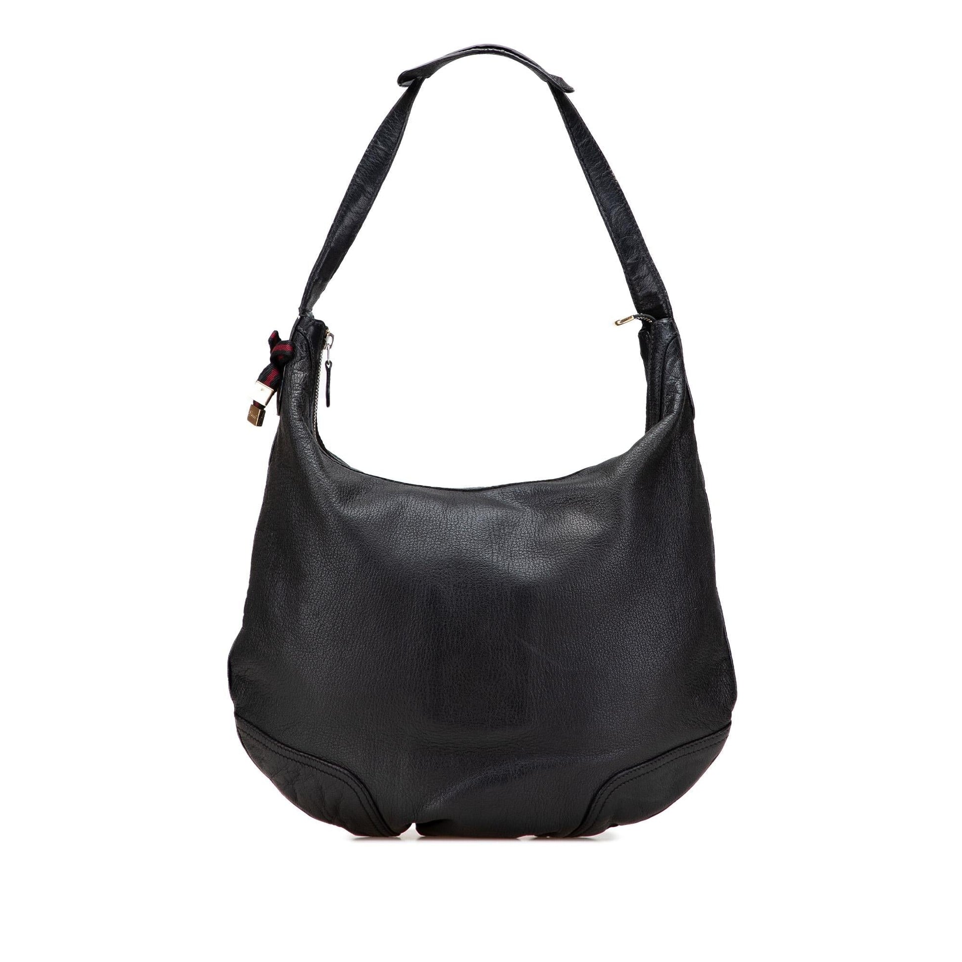 Gucci Web Princy Leather Calf Black Large Shoulder Bag