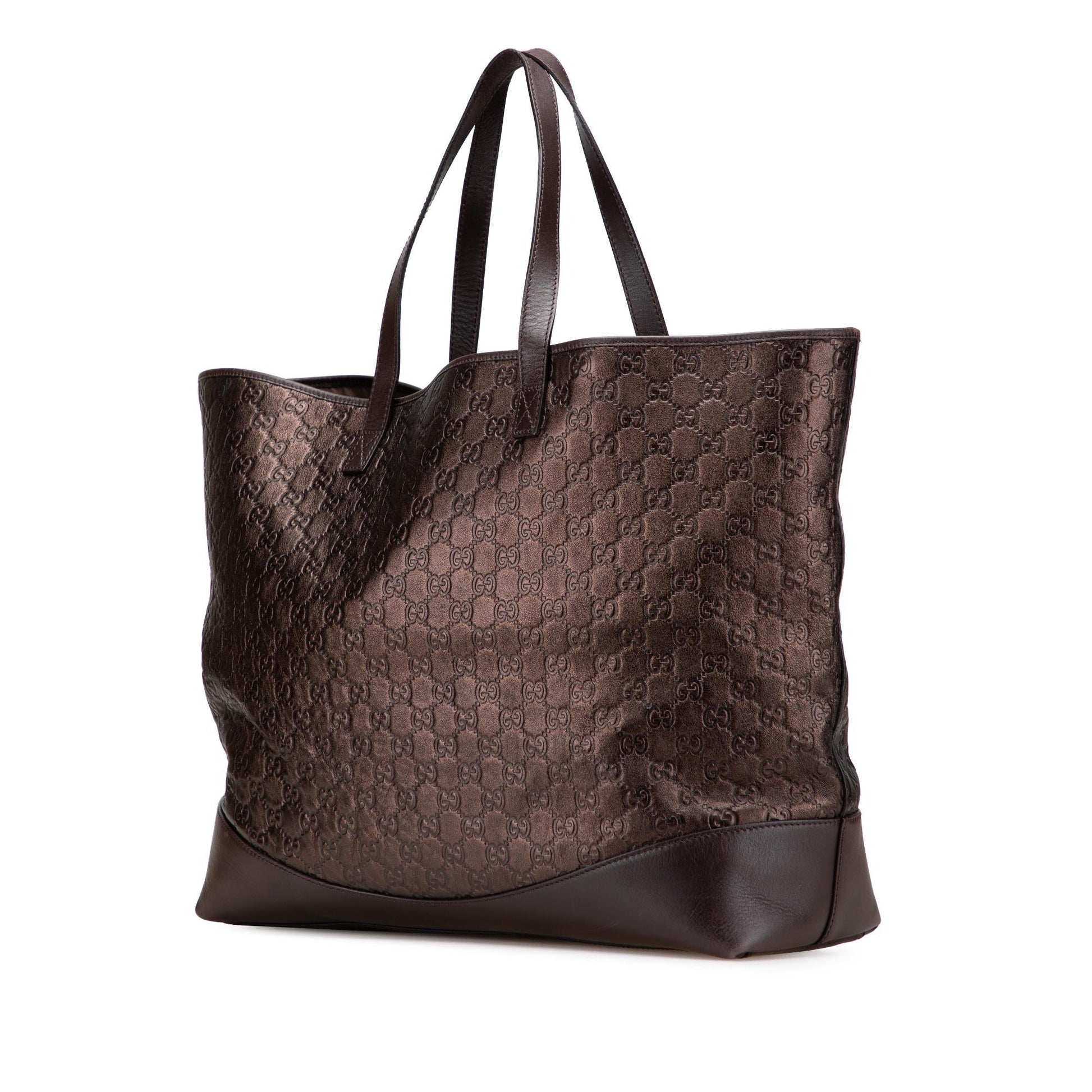 Gucci Metallic Guccissima Calf Brown Large Tote Bag