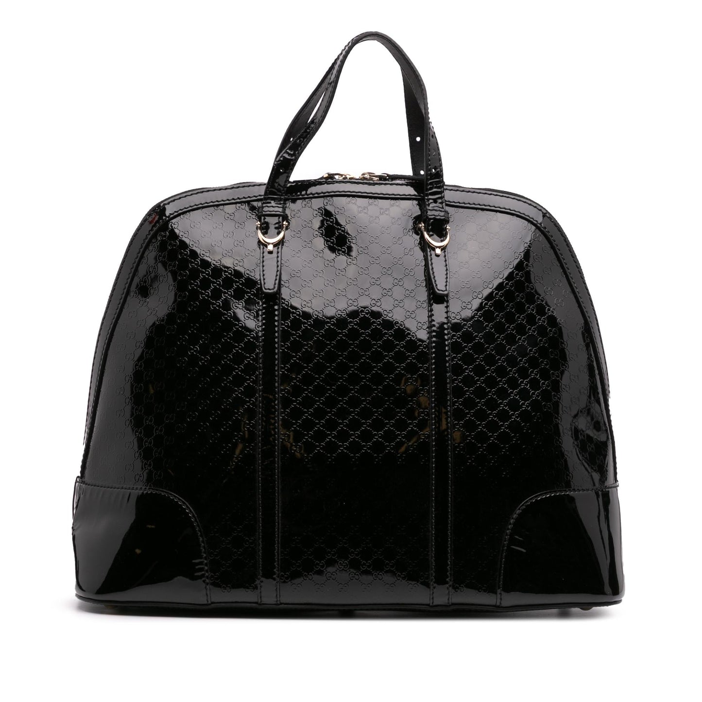 Gucci Microguccissima Nice Dome Top Handle Leather Patent Black Large Tote Bag
