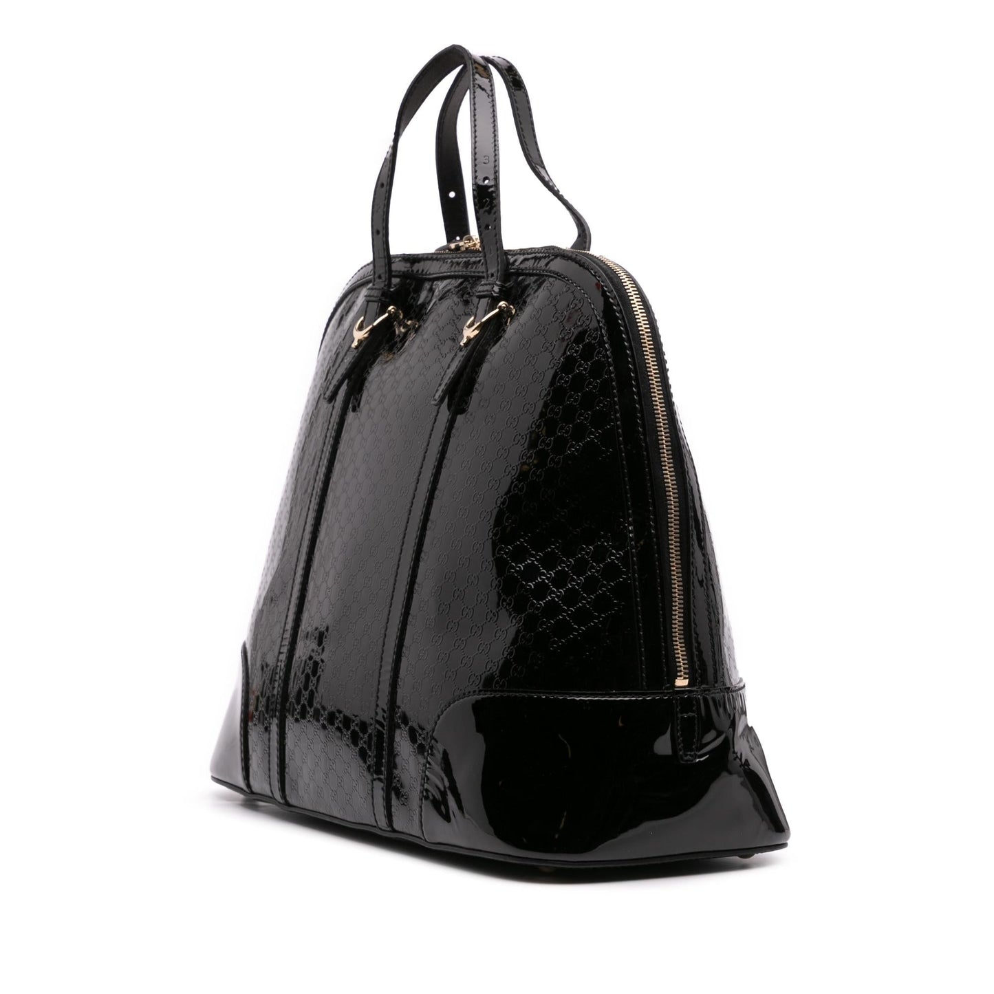 Gucci Microguccissima Nice Dome Top Handle Leather Patent Black Large Tote Bag