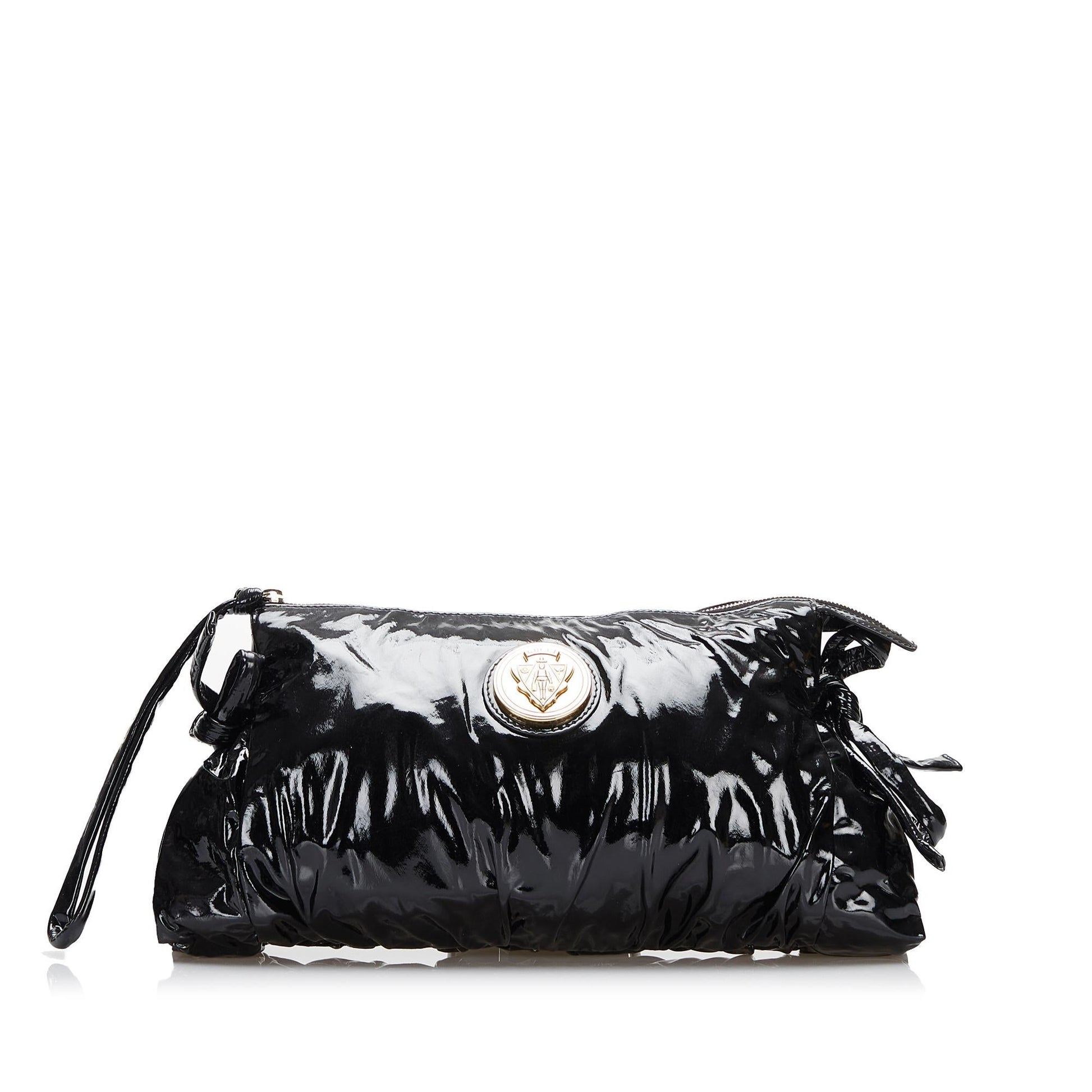 Gucci Hysteria SHG-uAOERL Leather Patent Black Large Clutch Bag
