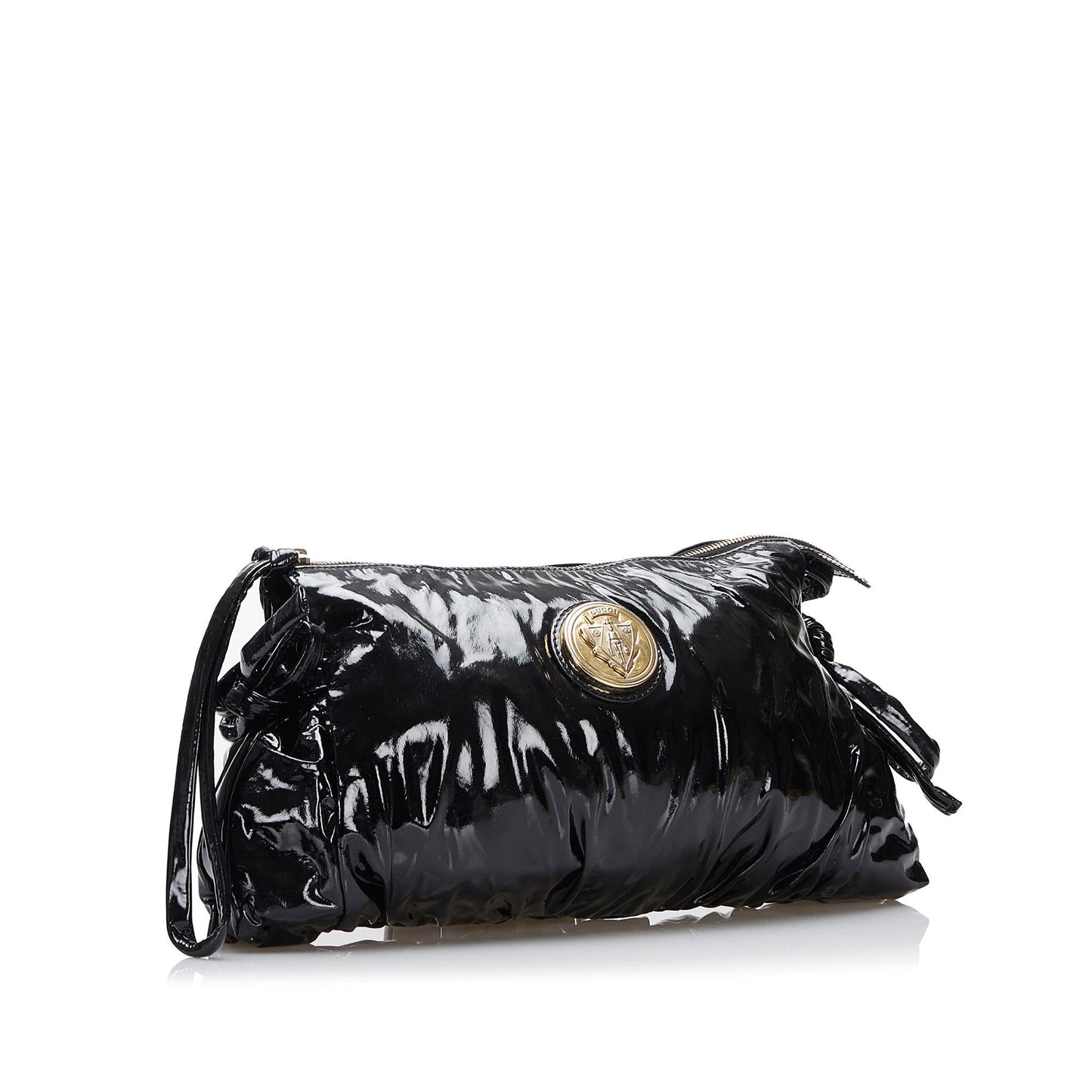 Gucci Hysteria SHG-uAOERL Leather Patent Black Large Clutch Bag