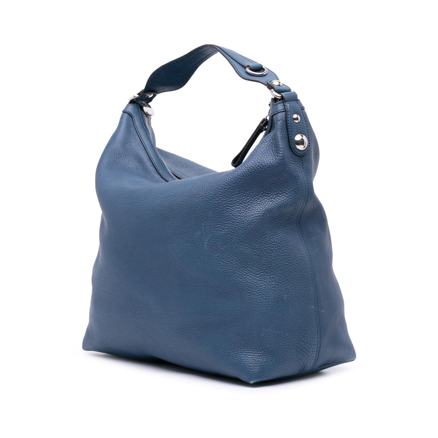 Gucci Pebbled Icon Bit Calf Calfskin Blue Large Satchel Bag Bit Hobo