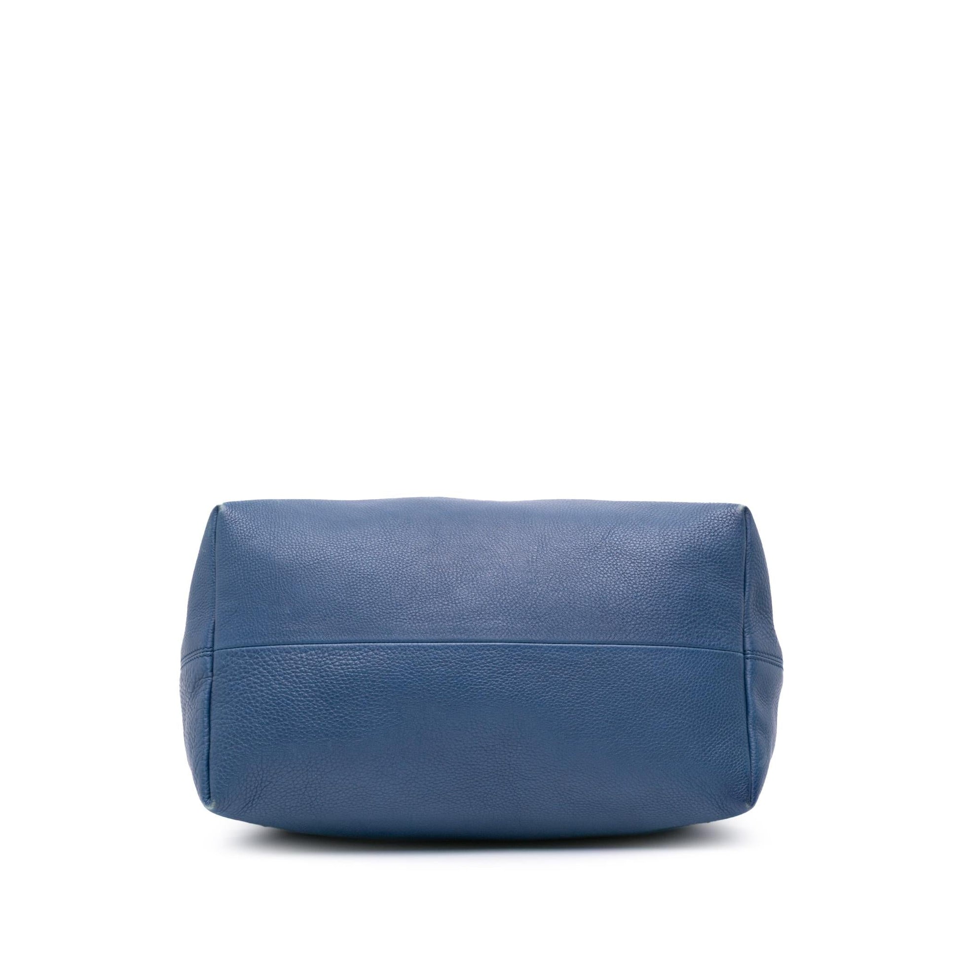 Gucci Pebbled Icon Bit Calf Calfskin Blue Large Satchel Bag