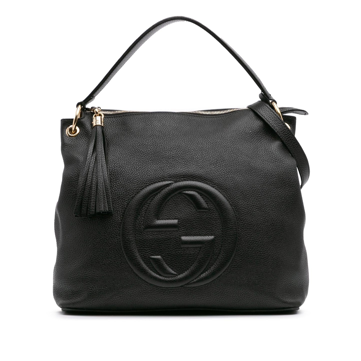 Gucci Pebbled Soho Convertible Calf Calfskin Black Large Satchel Bag