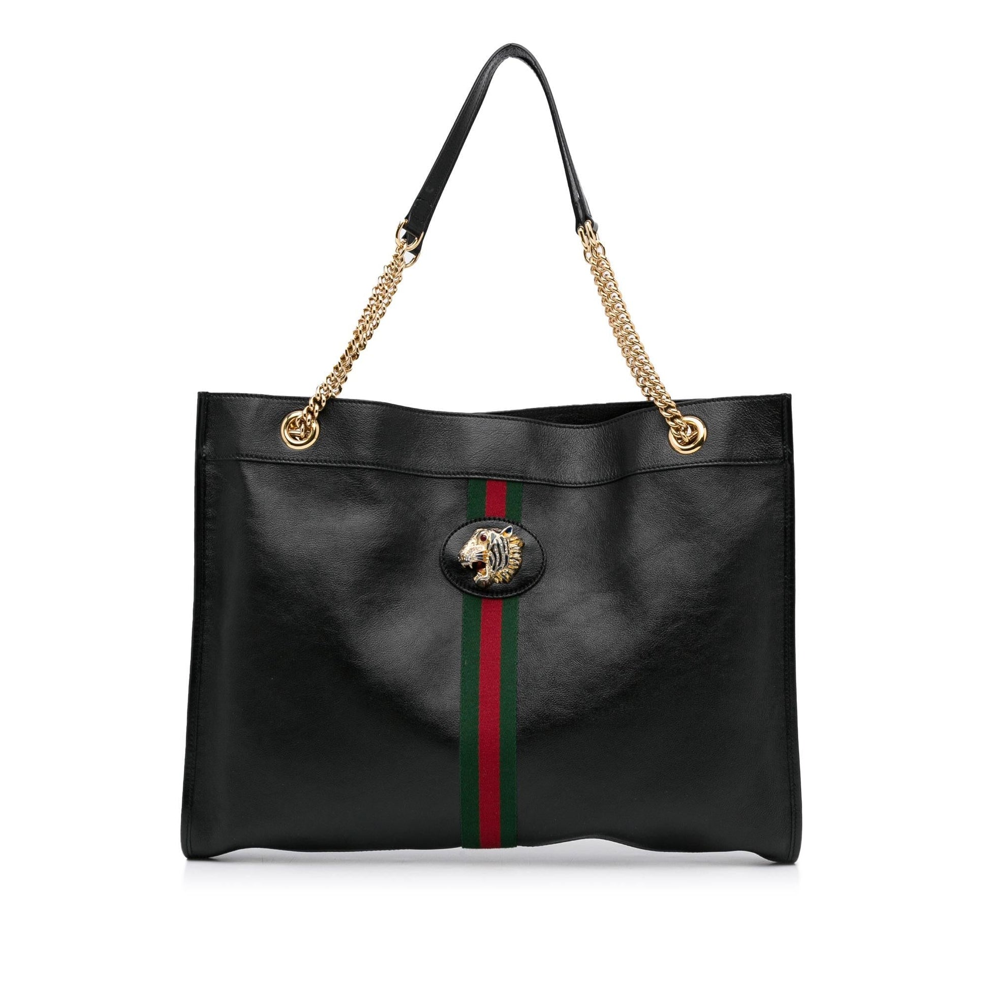 Gucci Rajah SHG-m6F26b Calf Black Large Tote Bag