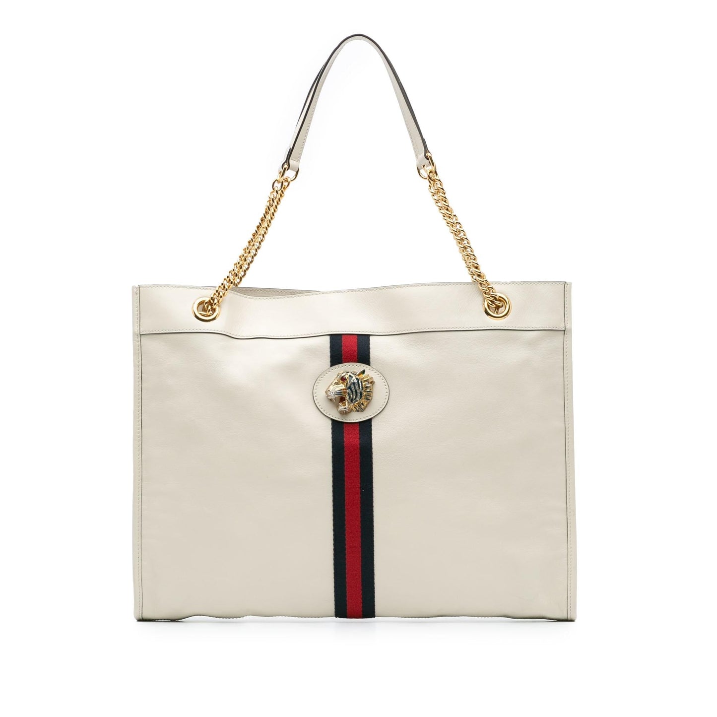 Gucci Web Rajah Leather Calf White Large Tote Bag Tote 2