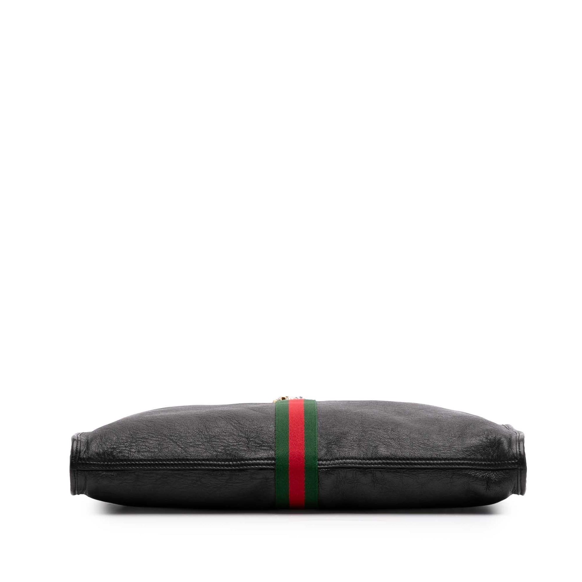 Gucci Web Rajah Leather Calf Black Large Tote Bag