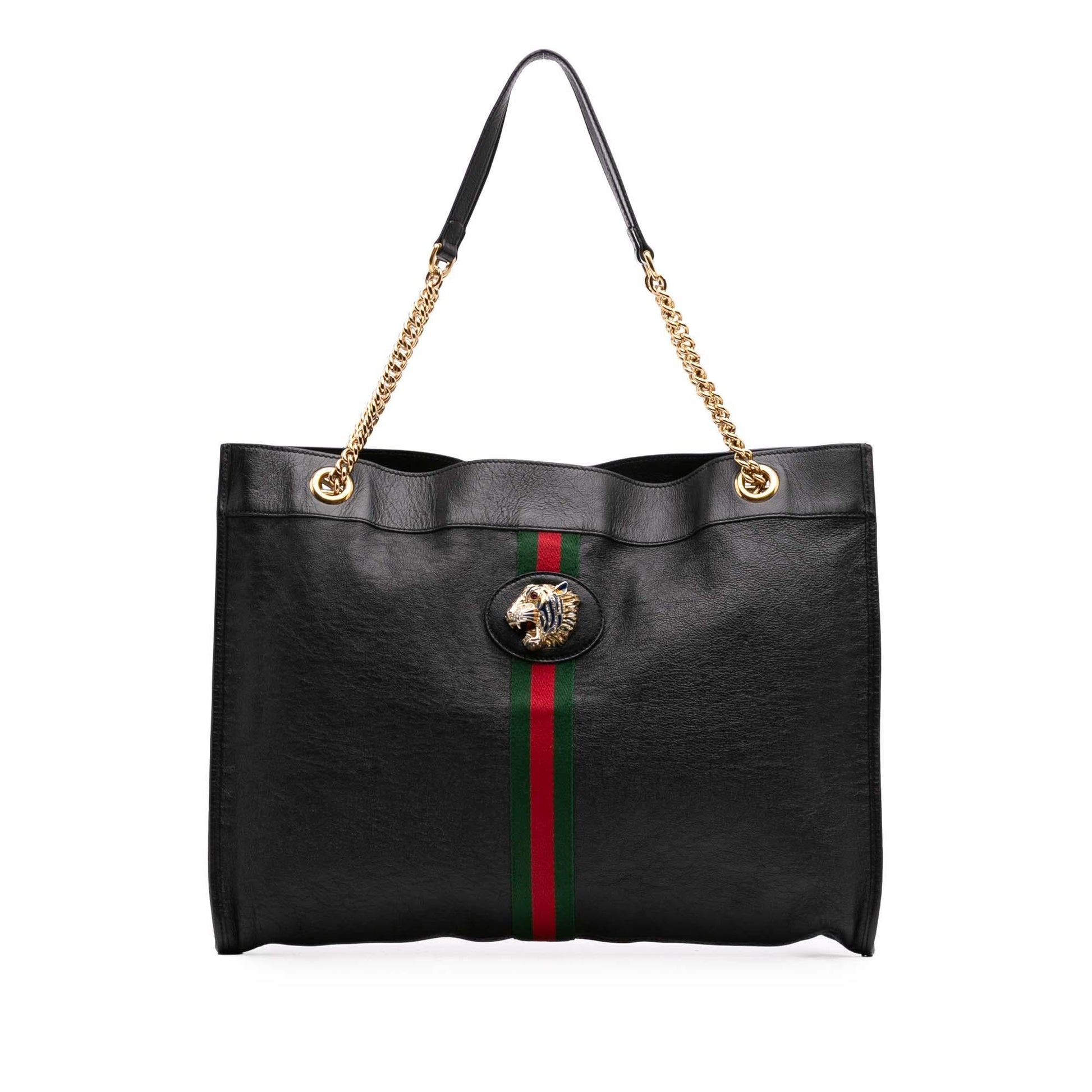 Gucci Web Rajah Leather Calf Black Large Tote Bag Tote 4