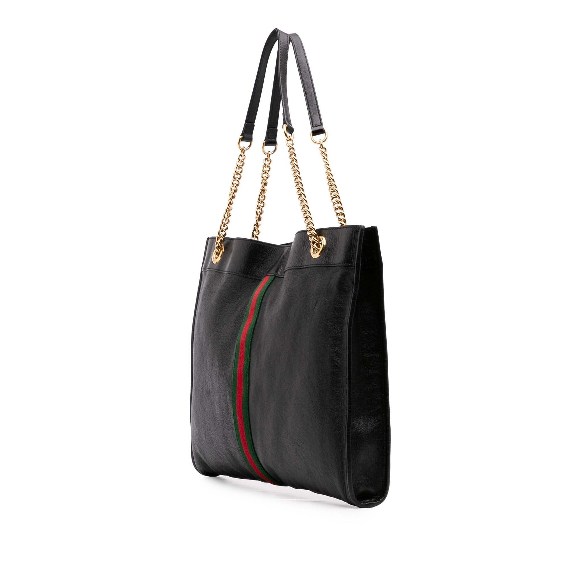 Gucci Web Rajah Leather Calf Black Large Tote Bag Tote 4