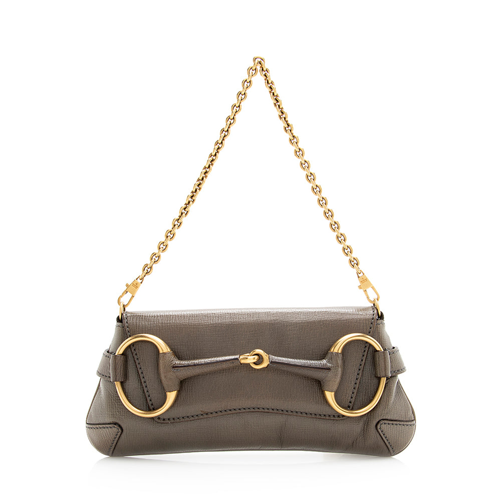 Gucci Tom Ford Horsebit SHF Leather Brown Grey Shoulder Bag
