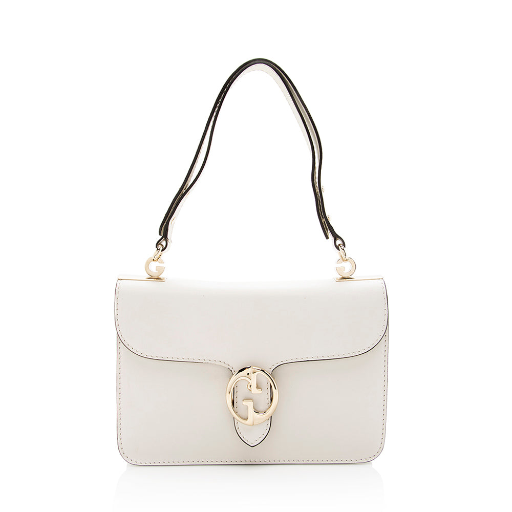 Gucci SHF Leather White Medium Flap Shoulder Bag