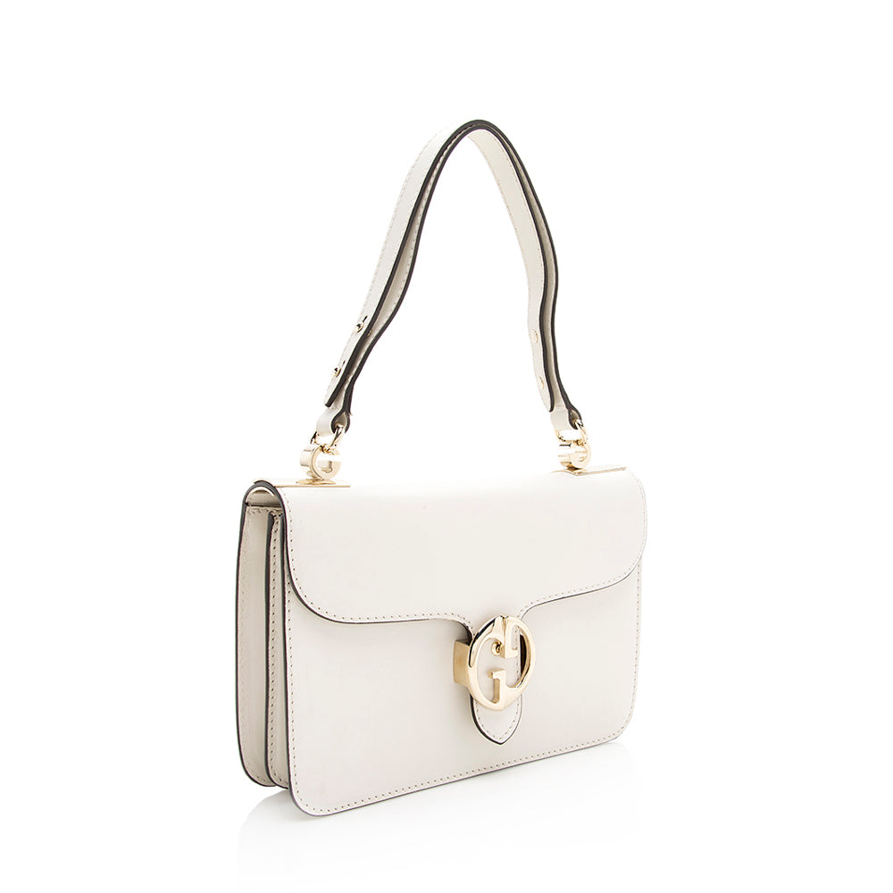 Gucci SHF Leather White Medium Flap Shoulder Bag