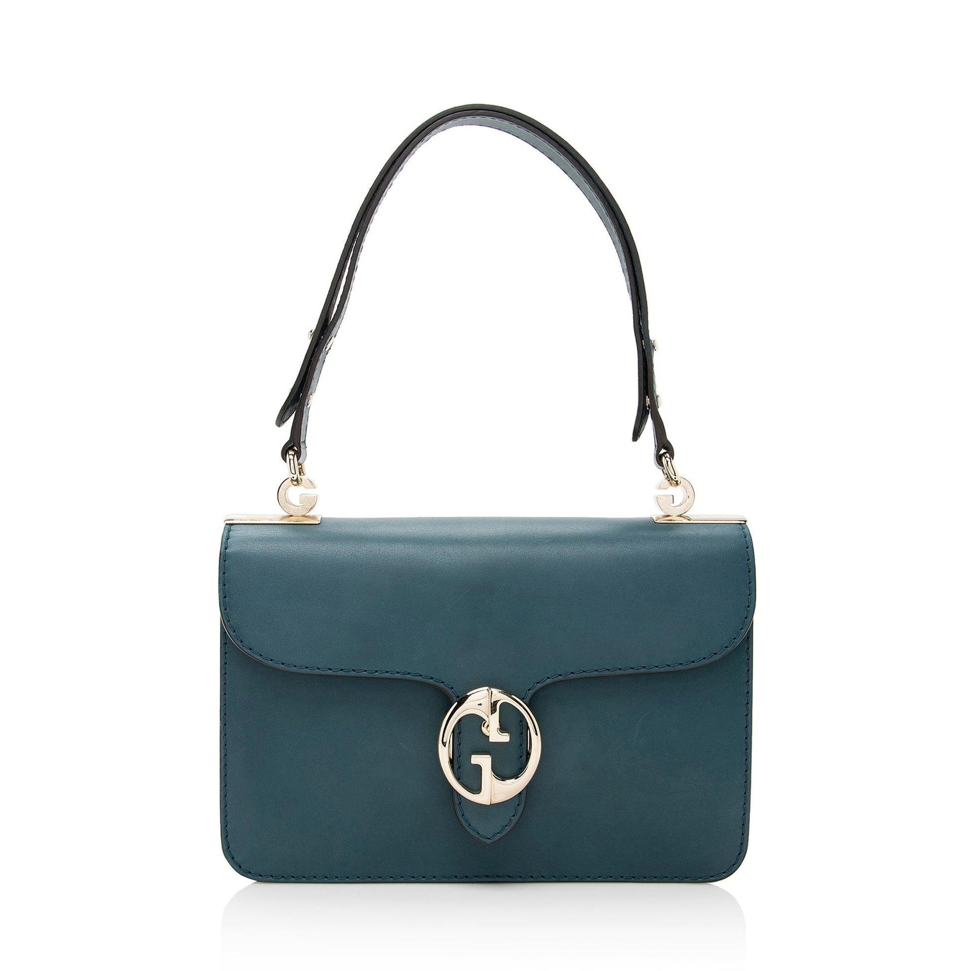 Gucci SHF Leather Blue Medium Flap Shoulder Bag