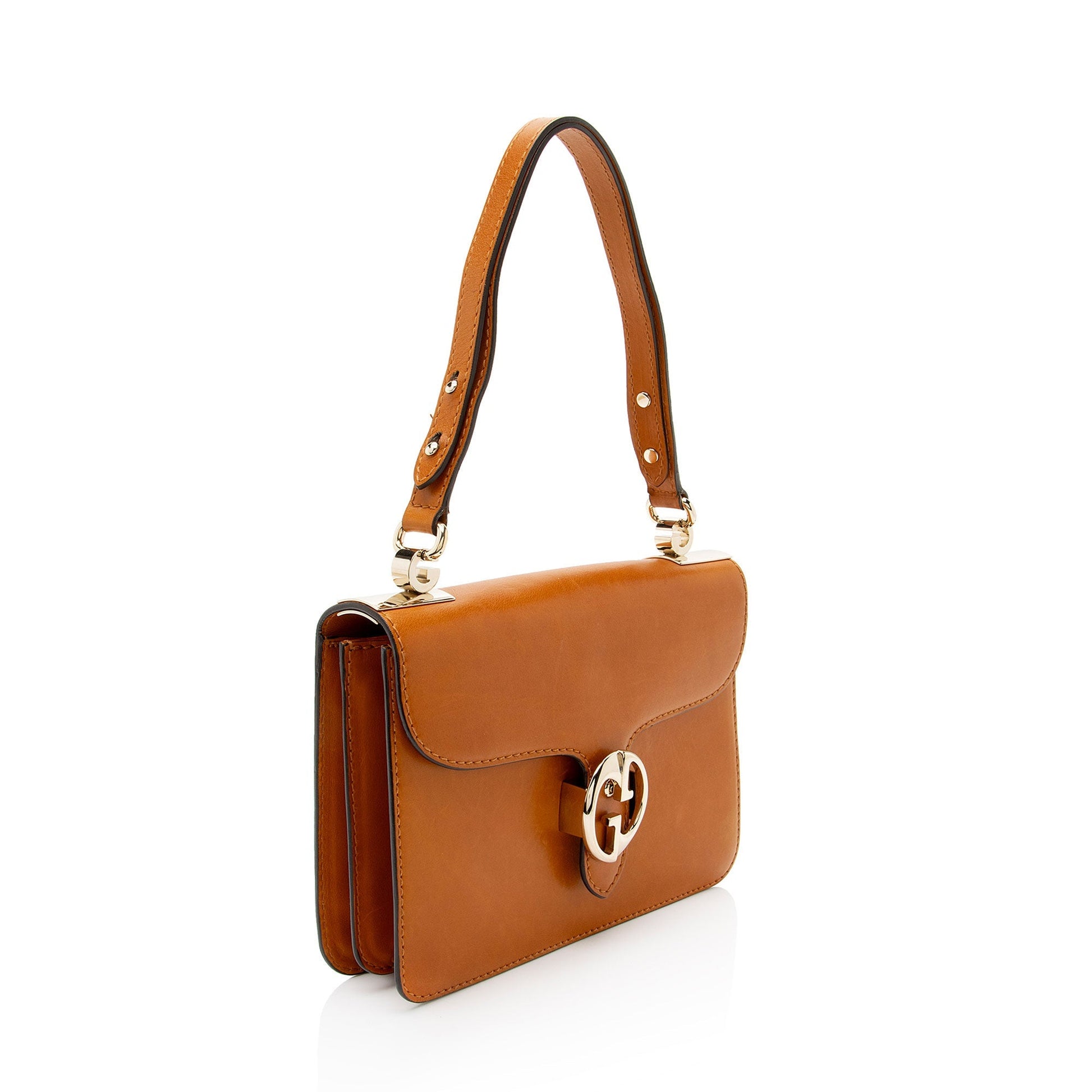Gucci Leather Flap Brown Medium Shoulder Bag