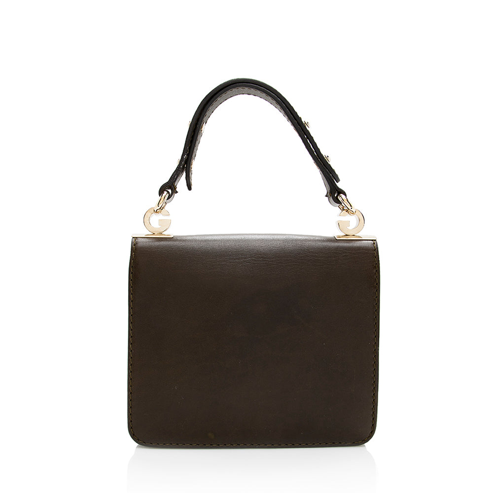 Gucci Top Handle SHF Leather Brown Green Small Satchel Bag