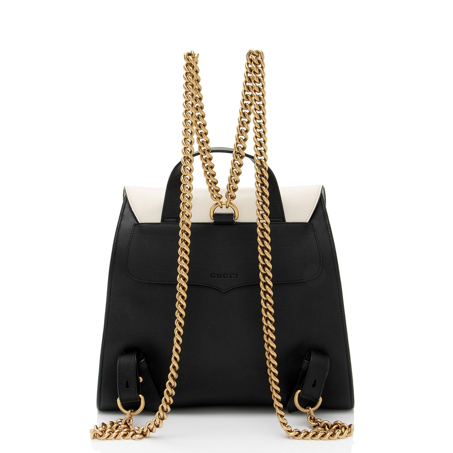 Gucci Animalier Malin Chain Backpack Leather Black Green Medium Shoulder Bag