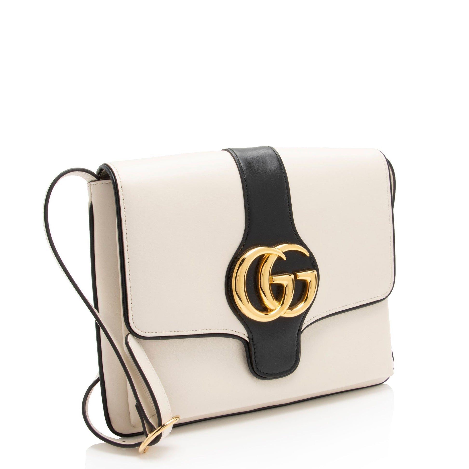 Gucci Arli Leather Black White Medium Crossbody Bag