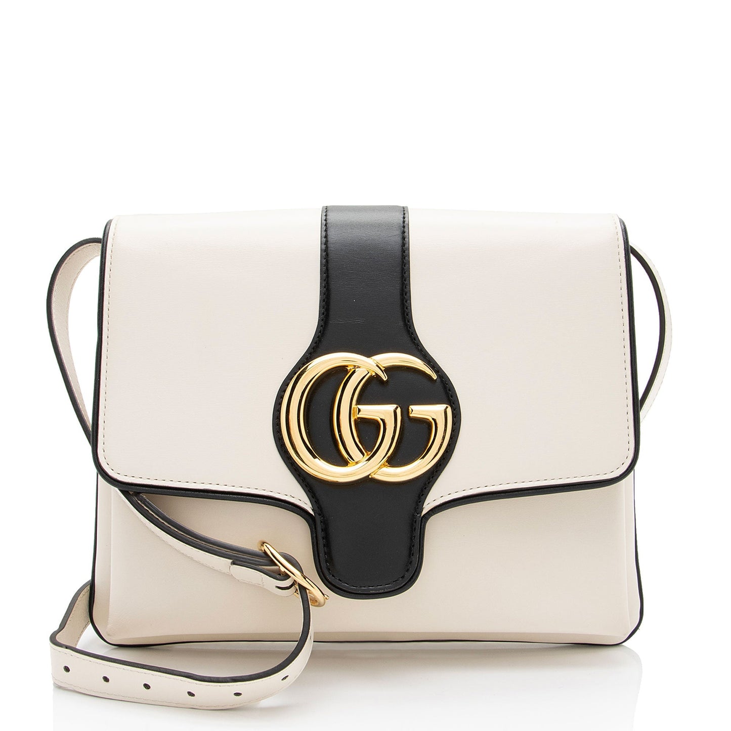 Gucci Arli SHF-NCcLj2 Leather Black White Medium Crossbody Bag