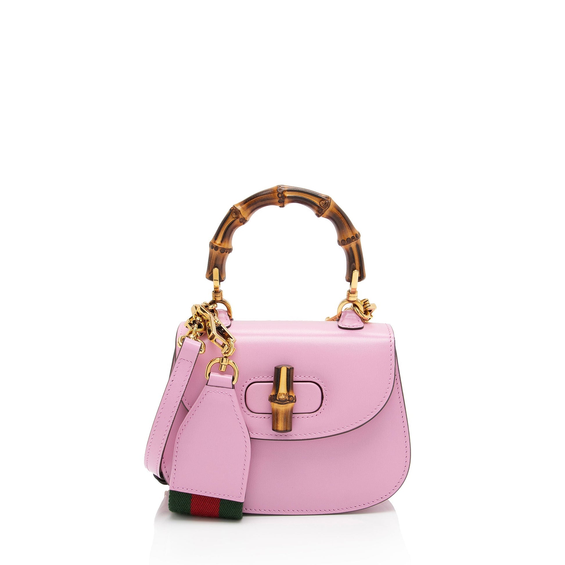 Gucci Bamboo Top Handle SHF-bLJULR Leather Nylon Pink Mini Crossbody Bag