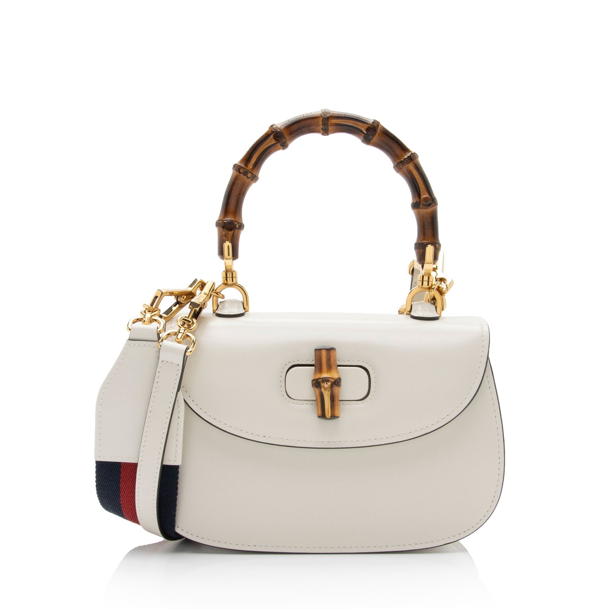 Gucci Bamboo Top Handle SHF-twXIoA Leather Nylon White Small Satchel Bag