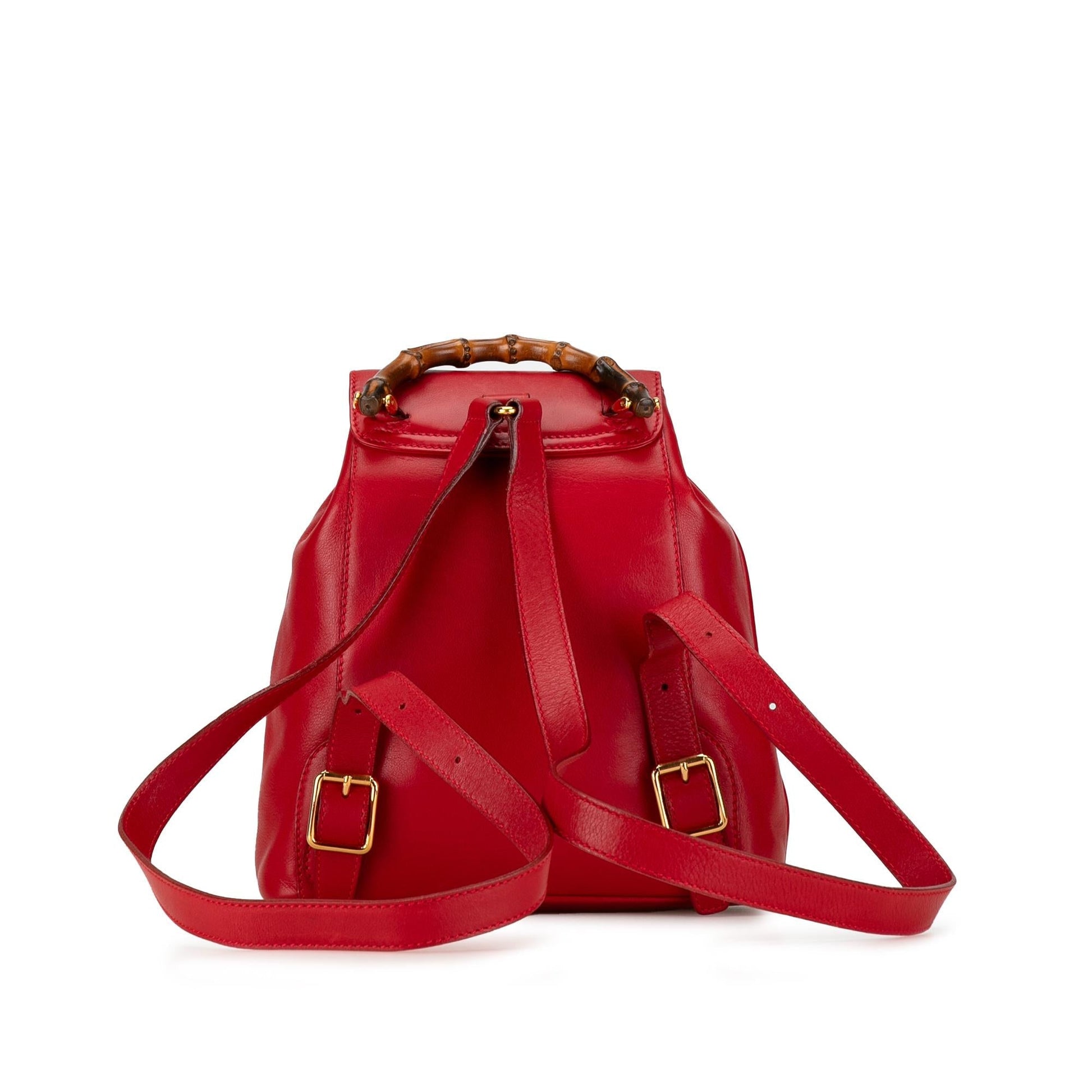 Gucci Bamboo Backpack SHG-fiLvNL Leather Calf Red