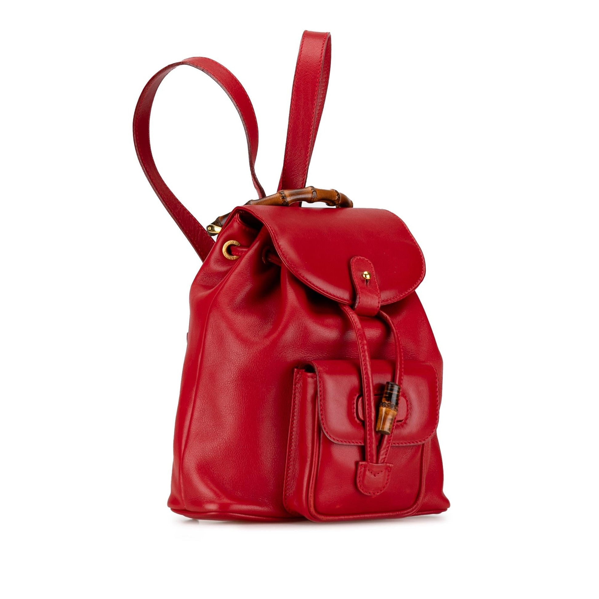 Gucci Bamboo Backpack SHG-fiLvNL Leather Calf Red