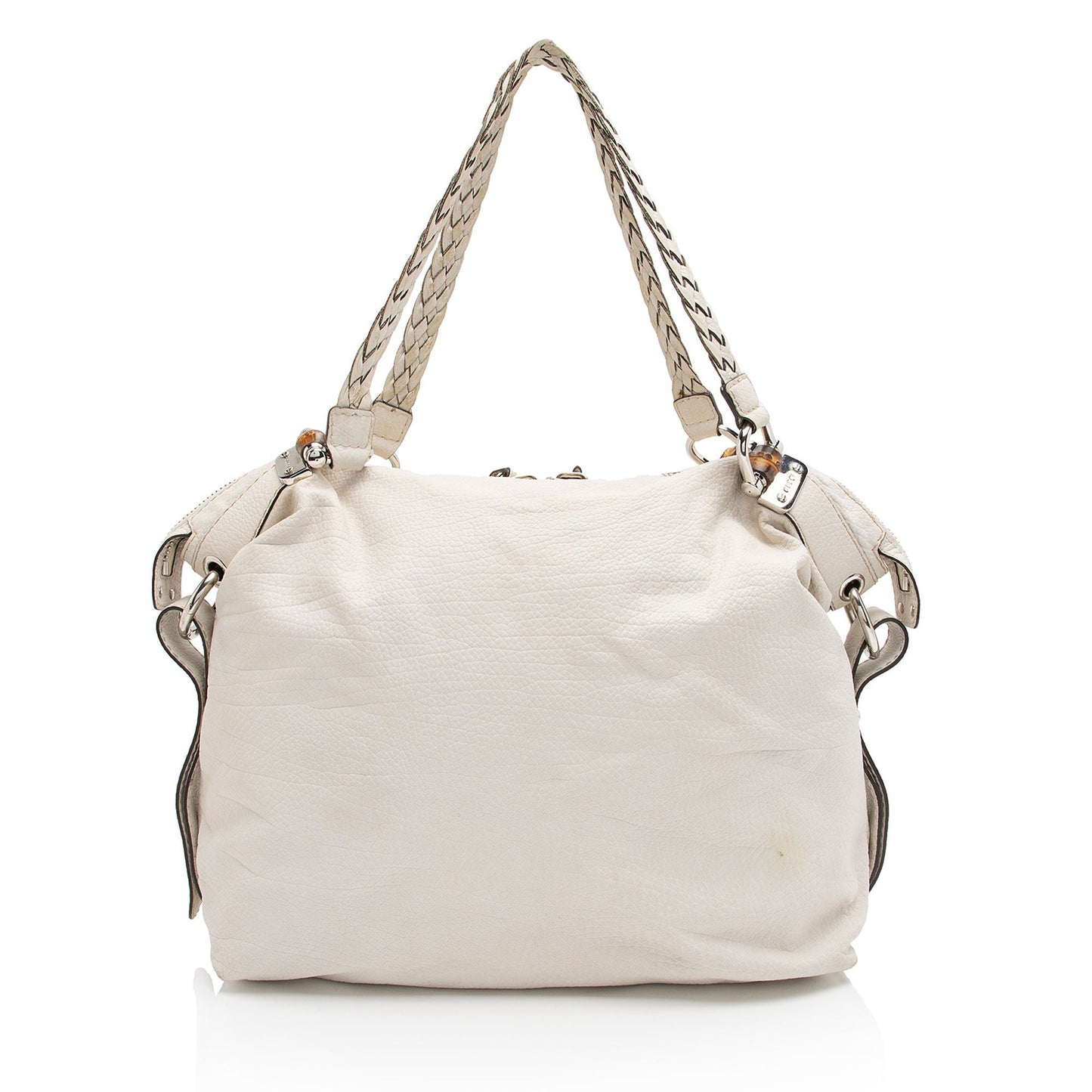 Gucci Bamboo Bar SHF-e0XTfM Leather White Large Tote Bag