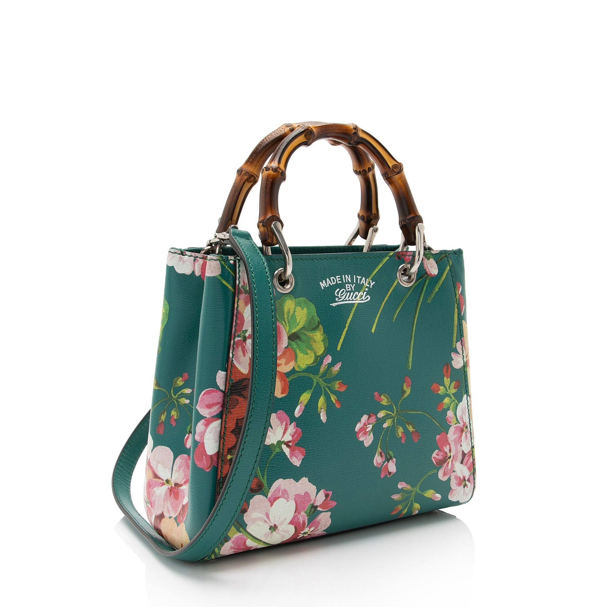 Gucci Blooms Bamboo Shopper SHF-OsBXCW Leather Green Mini Tote Bag