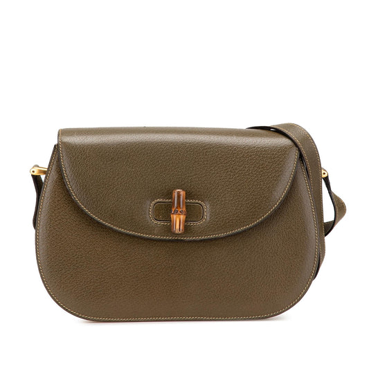Gucci Bamboo Leather Calf Brown Crossbody Bag