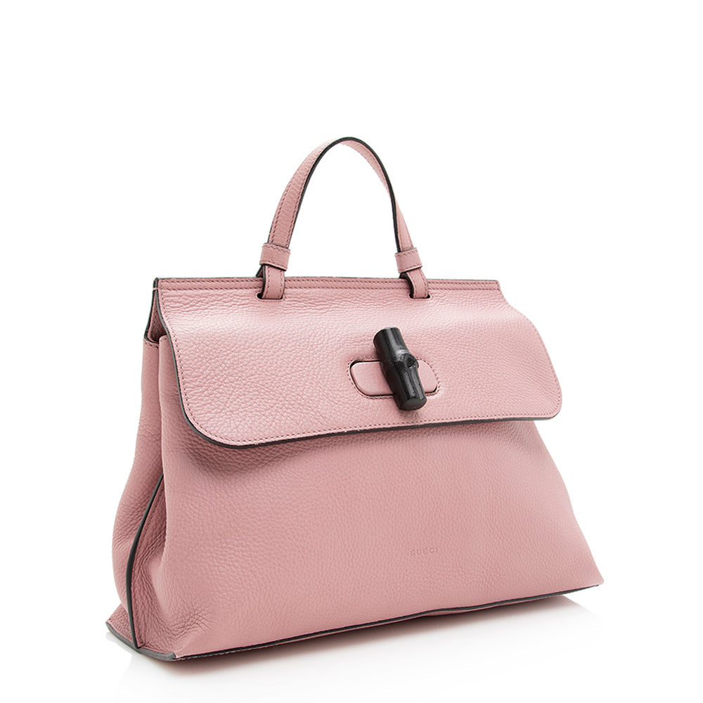 Gucci Bamboo Daily SHF Leather Pink Small Medium Satchel Bag