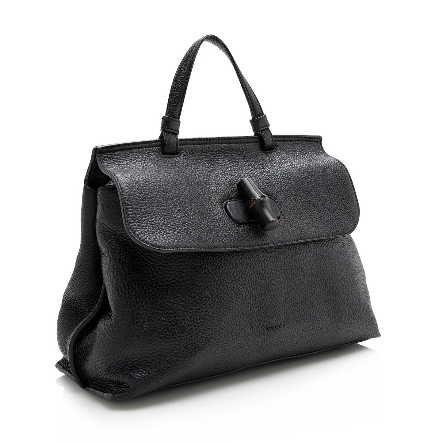 Gucci Bamboo Daily SHF Leather Black Medium Satchel Bag