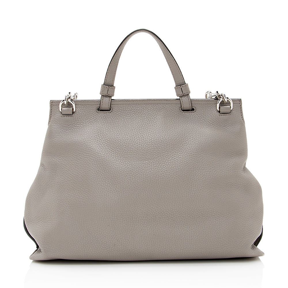 Gucci Bamboo Daily SHF Leather Grey Small Medium Satchel Bag