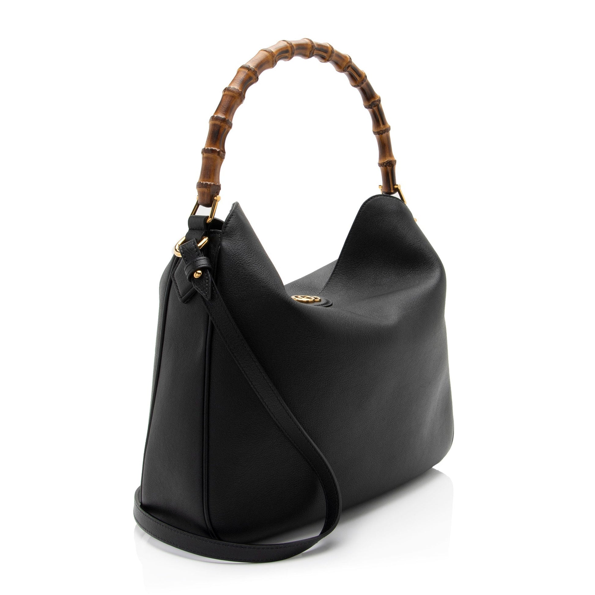 Gucci Bamboo Diana SHF-sWgjQL Leather Black Large Crossbody Bag