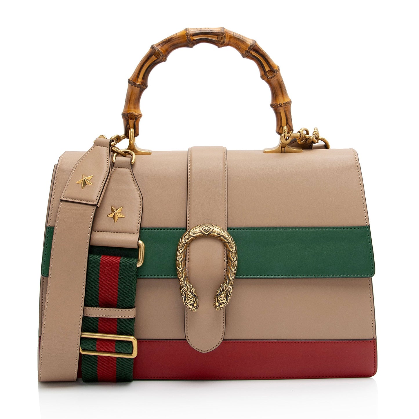 Gucci Bamboo Dionysus Top Handle SHF-KNpXAE Leather Nylon Brown Large Satchel Bag